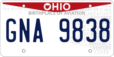 OH license plate GNA9838