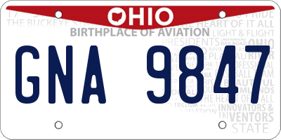 OH license plate GNA9847