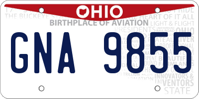 OH license plate GNA9855