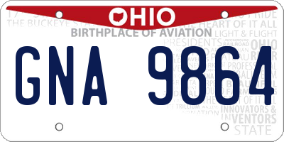 OH license plate GNA9864