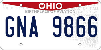 OH license plate GNA9866