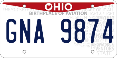 OH license plate GNA9874