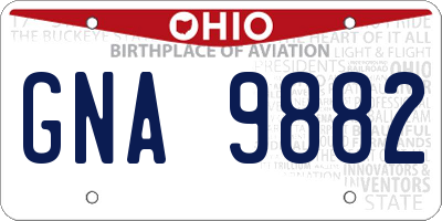 OH license plate GNA9882