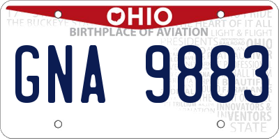 OH license plate GNA9883