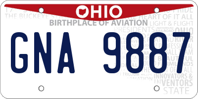 OH license plate GNA9887