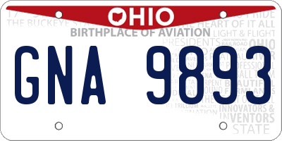 OH license plate GNA9893