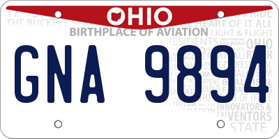 OH license plate GNA9894