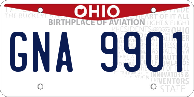 OH license plate GNA9901