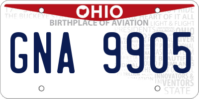 OH license plate GNA9905