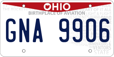 OH license plate GNA9906