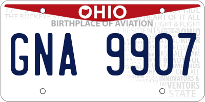 OH license plate GNA9907