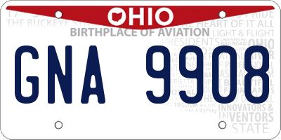 OH license plate GNA9908