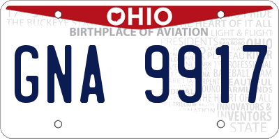 OH license plate GNA9917