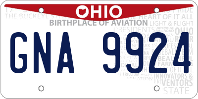 OH license plate GNA9924
