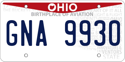 OH license plate GNA9930