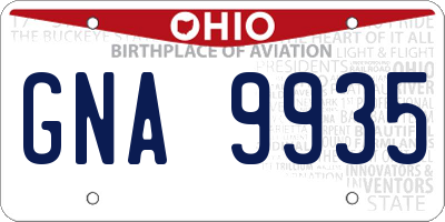 OH license plate GNA9935