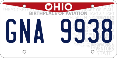 OH license plate GNA9938