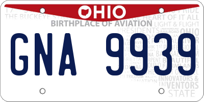OH license plate GNA9939