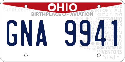 OH license plate GNA9941