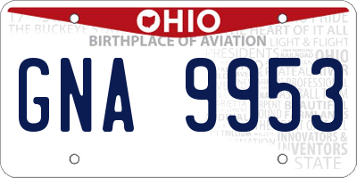 OH license plate GNA9953