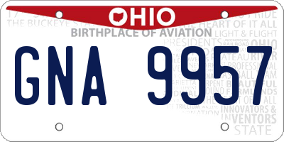 OH license plate GNA9957
