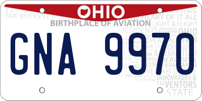 OH license plate GNA9970