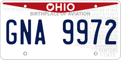 OH license plate GNA9972
