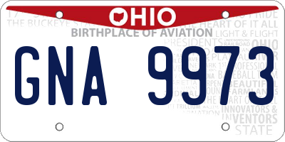 OH license plate GNA9973