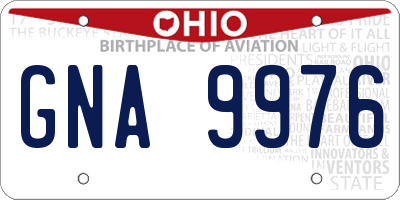 OH license plate GNA9976