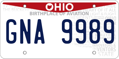 OH license plate GNA9989