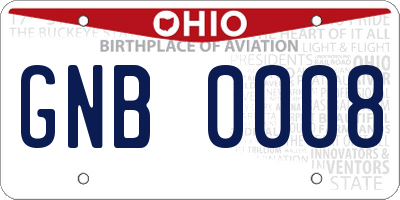 OH license plate GNB0008