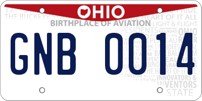 OH license plate GNB0014