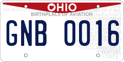OH license plate GNB0016