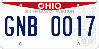 OH license plate GNB0017