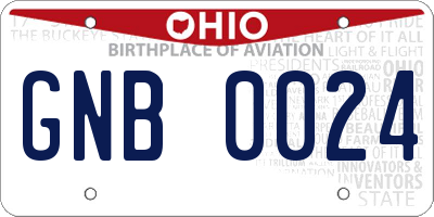OH license plate GNB0024