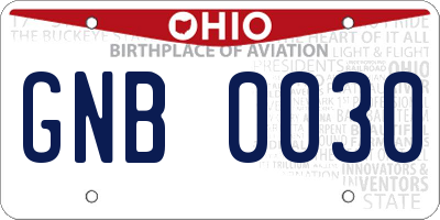OH license plate GNB0030