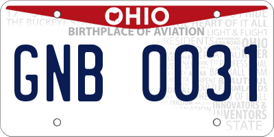 OH license plate GNB0031