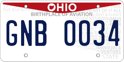 OH license plate GNB0034