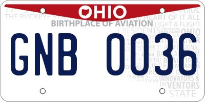 OH license plate GNB0036