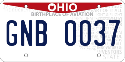 OH license plate GNB0037