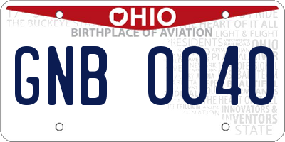 OH license plate GNB0040