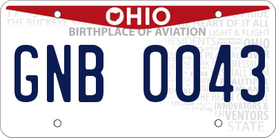 OH license plate GNB0043