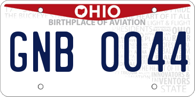 OH license plate GNB0044