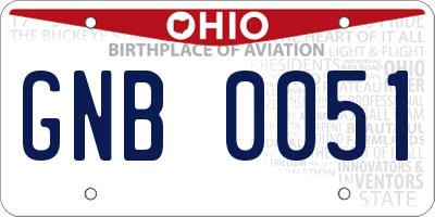 OH license plate GNB0051