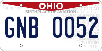 OH license plate GNB0052