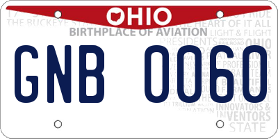 OH license plate GNB0060
