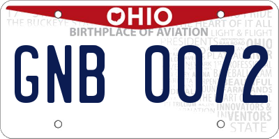 OH license plate GNB0072