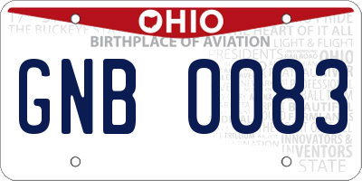 OH license plate GNB0083