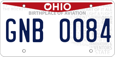 OH license plate GNB0084
