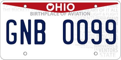 OH license plate GNB0099
